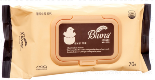 29381 BLUNA BABY WIPES PREMIUM 70CT IVORY W/CAP INFANT (10/PK)