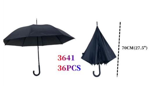 3641 27.5" Single Layer Black Umbrella (36/CS)