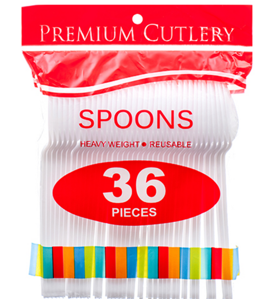 38709 PLASTIC SPOON 36 CT WHITE COLOR (36/PK)