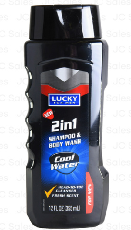 08901 LUCKY BODY WASH FOR MEN 2-IN-1 COOL WATER 12 OZ (12/PK)
