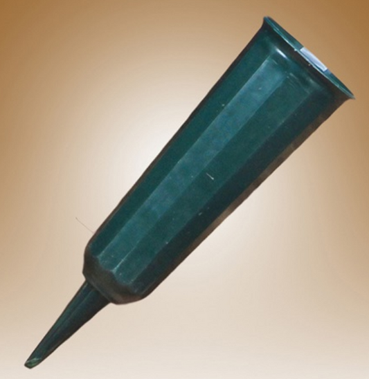 1710-GN	7" CEMETERY CONE VASE W/SPIKE(72/INNER)