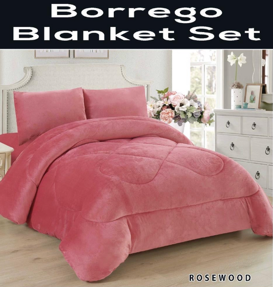 4510Q-RW LINEN HOUSE SOLID BORREGO BLANKET QUEEN - ROSEWOOD (7/CS)