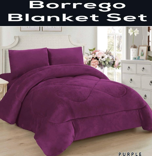 4510CAL-PUR LINEN HOUSE SOLID BORREGO BLANKET CALKING - PURPLE (7/CS)