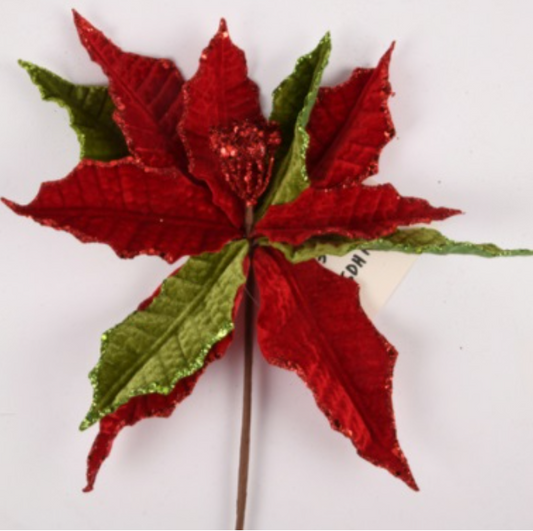 138349 HX X-MAS ARTIFICIAL FLOWER POINSETTIA RED & GREEN MIXED (36/PK)