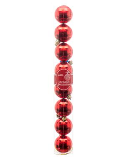 202166 HX ORNAMENTBALL 5CM 8PCS  W/RED & GOLD & SILVER ASST (36/PK)