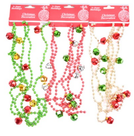 202369 HX XM BEAD GARLAND W/JINGLE BELL (36/PK)