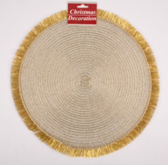 138689 HX X-MAS  PLACEMATE SILVER GOLD 38CM ROUND (24/PK)