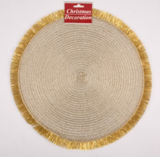 138689 HX X-MAS  PLACEMATE SILVER GOLD 38CM ROUND (24/PK)