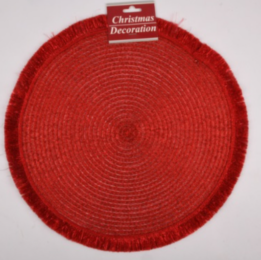 138690 HX X-MAS  PLACEMATE SILVER GOLD RED  38CM ROUND (24/PK)