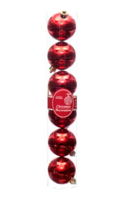 202167 HX ORNAMENTBALL 6CM 6PCS  W/RED & GOLD & SILVER ASST (36/PK)