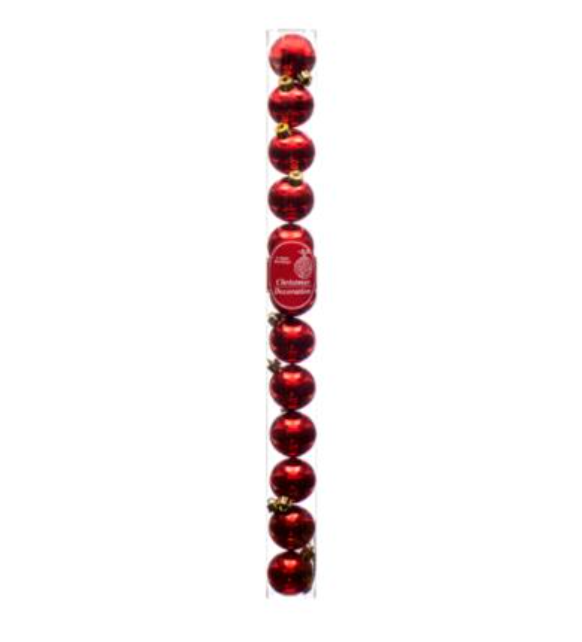 202165 HX ORNAMENTBALL 4CM 12PCS  W/RED & GOLD & SILVER ASST (36/PK)
