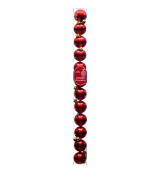 202165 HX ORNAMENTBALL 4CM 12PCS  W/RED & GOLD & SILVER ASST (36/PK)