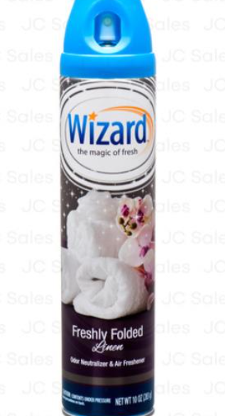 108367 WIZARD AIR FRESHENER 10 OZ FRESH FOLDED LINEN (12/CS)