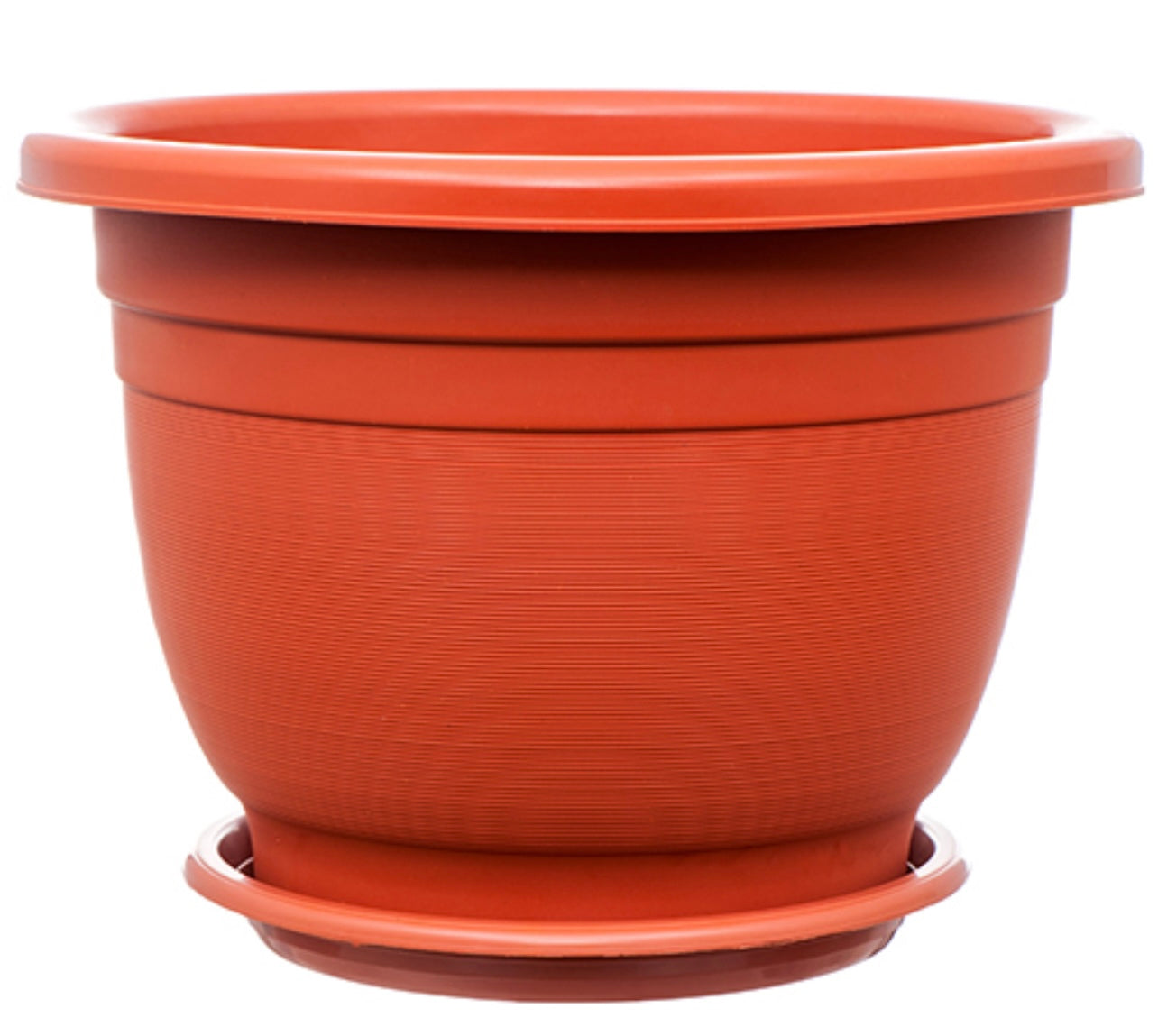 86516 PLANTER ROUND PLASTIC W/TRAY (12)