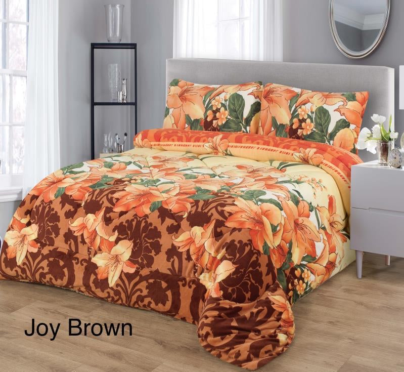 4515K  PRINTED BORREGO BLANKET KING SIZE  -JOY BROWN   (6pcs)