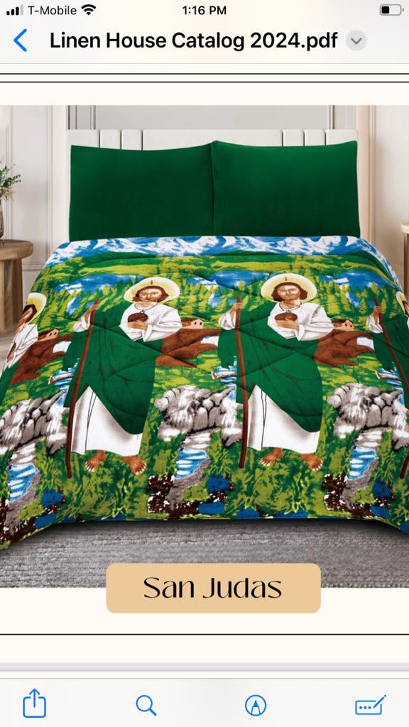 4515K  PRINTED BORREGO BLANKET KING SIZE  -SAN JUDAS (7pcs)