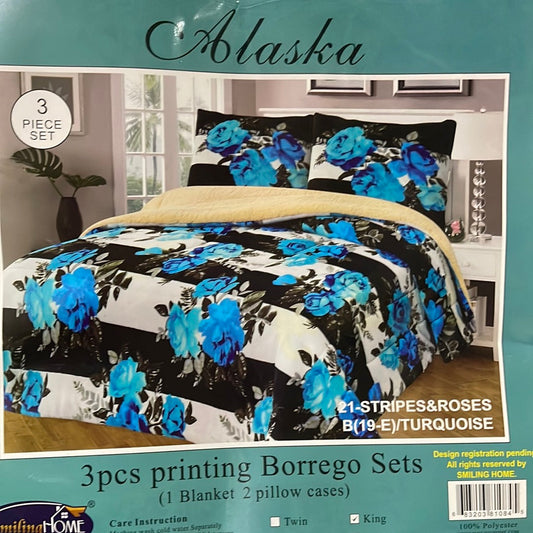 Alaska (3pcs Borrego King Striped Rose/Tuquoise) (7sets/box)