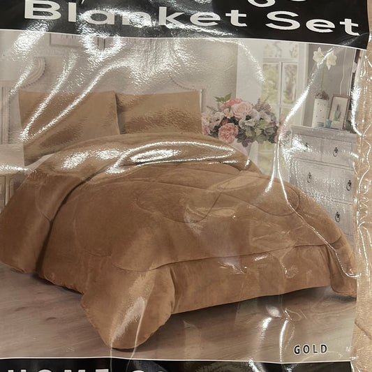 4510K-GD SOLID BORREGO BLANKET KING SIZE GOLD  (7PCS)