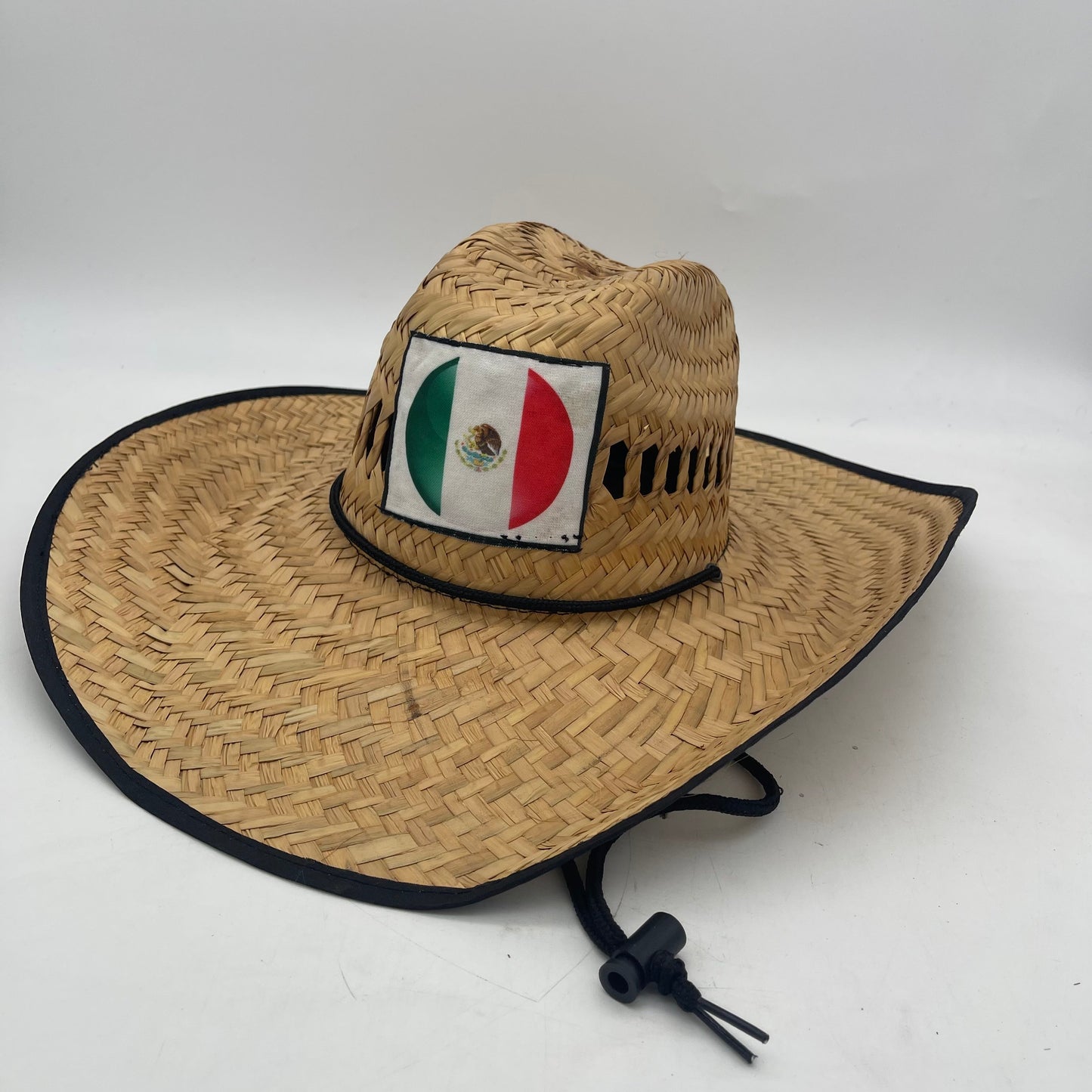 Palm Hat Chihuahua/Edge Black with Cord, Mexico Flag Patch and Hanger (12pcs)