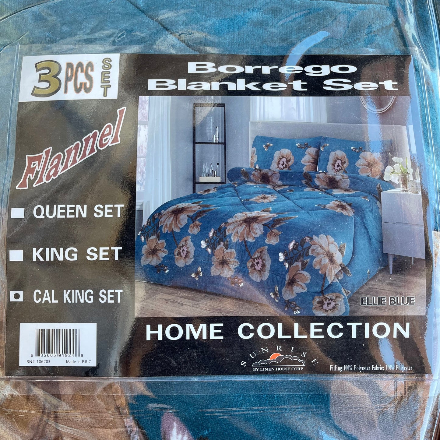 4515CAL-EB PRINTED BORREGO CAL KING SIZE - ELLIE BLUE (6pcs)