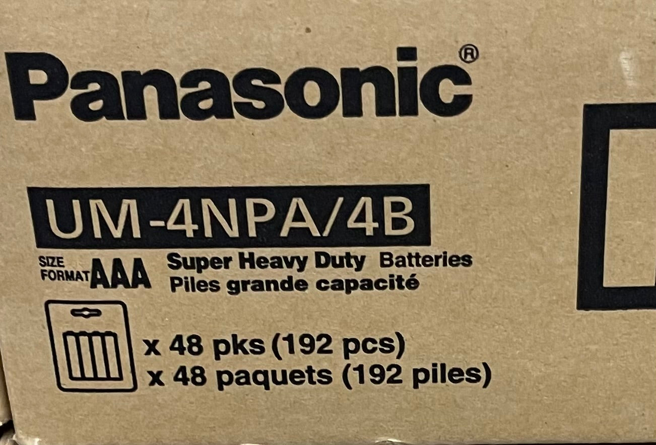 Panasonic Batteries Size AAA (48pks-192pcs)