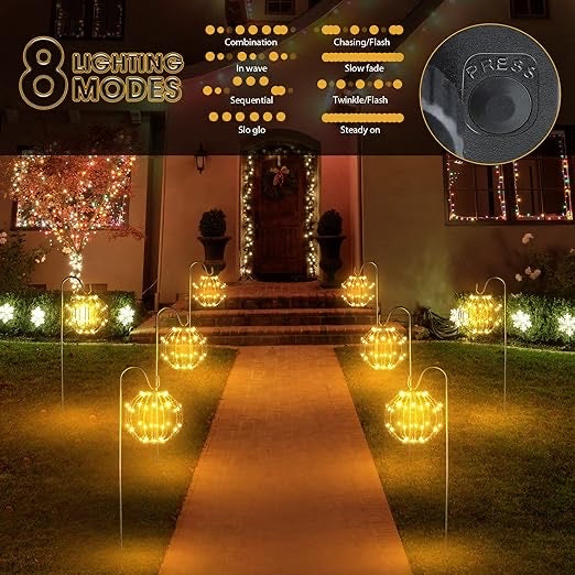 GM-X003E43  Globe Pathway Ball Light, 3 Sphere Ball 8 Modes180 Fairy LED