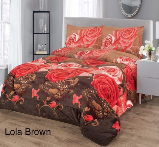 4515QLB PRINTED BORREGO BLANKET QUEEN SIZE - LOLA BROWN  (7PCS)