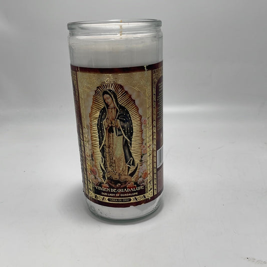 5103  Glass Candle 14 days Gold Label Lady of Guadalupe  (6/1)