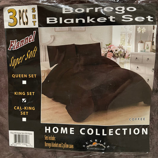 4510K-COFF  SOLID BORREGO BLANKET KING SIZE COFFEE  (6PCS)