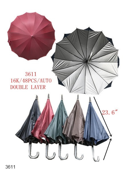 3611 Assorted  Solid  Color Umbrella 23.6" (12pcs) (48pcs/cs)