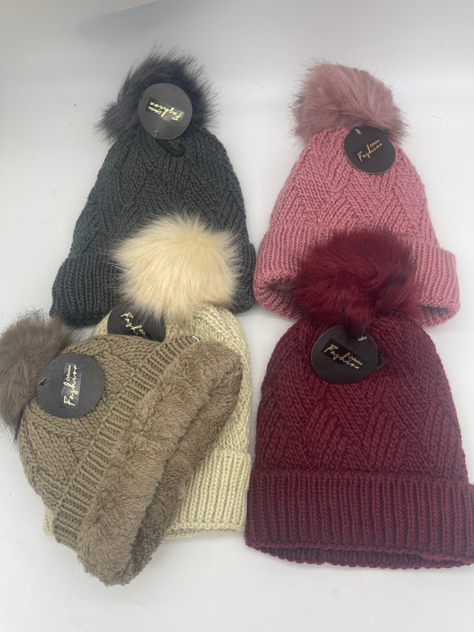 HT-1033  Knitted Hat Different Colors (12pcs)