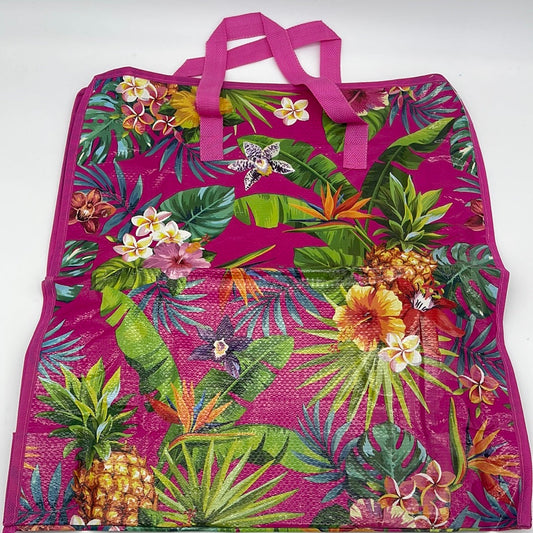 45501811  18x20x7  PINAPPLE PRINTED PP WOVEN BAG (12PCS)