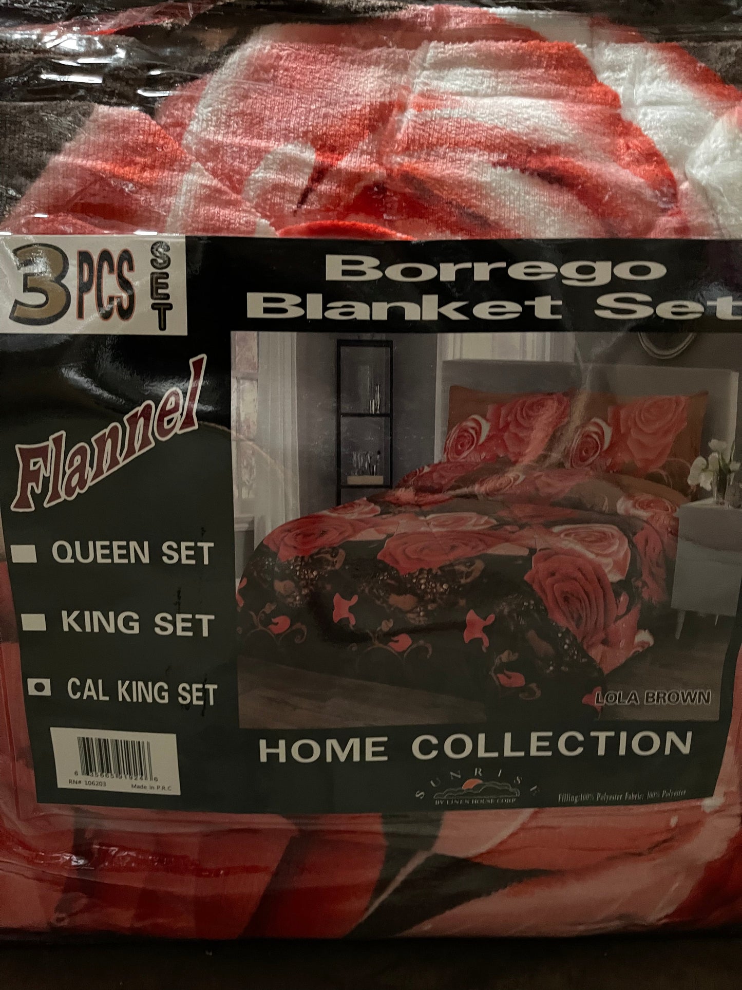 4515CAL-LB PRINTED BORREGO CAL KING SIZE - LOLA BROWN  (6pcs)