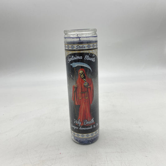 6037 Glass Candle Holy Death Black/ Santa Muerte Negra (12pcs/package)