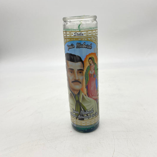 6034  Glass Candle Jesús Malverde  (12pcs/package)