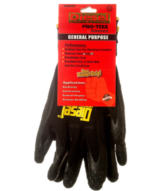 63570 DIESEL GLOVE LATEX W/CRINKLE SML 1PAIR (12pcs)