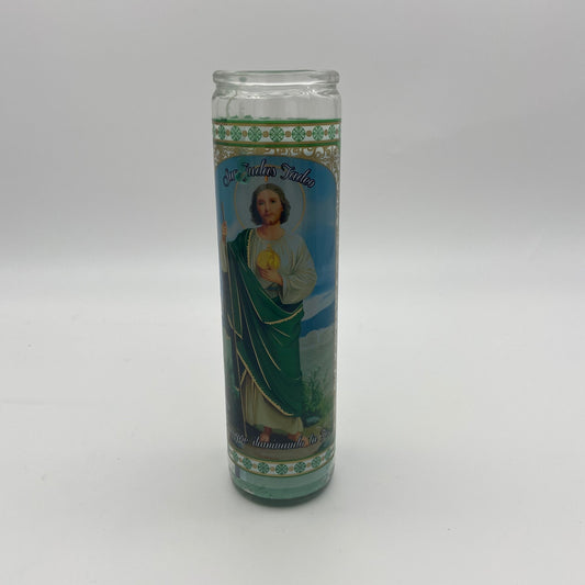 6000CASE Glass Candle San Judas (green) (12pcs/package)