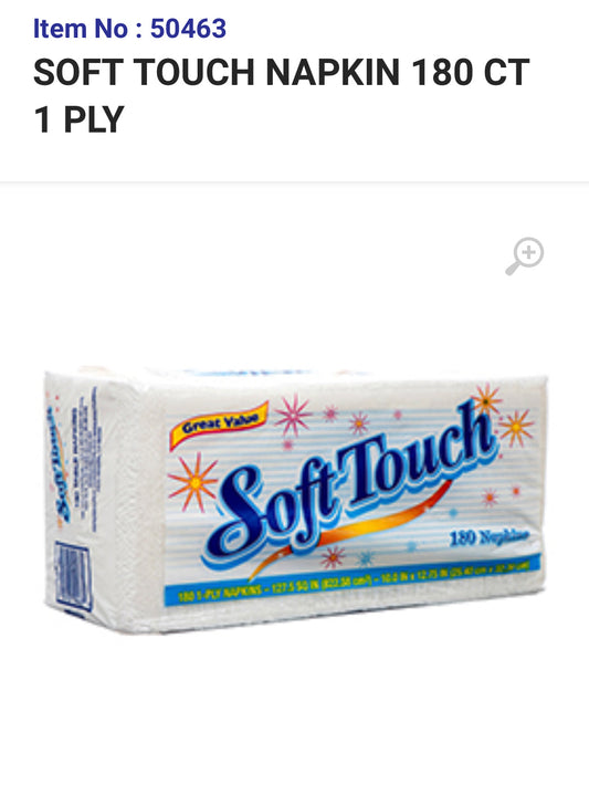 50463 SOFT TOUCH NAPKIN 180 CT 1 PLY (18/PK)
