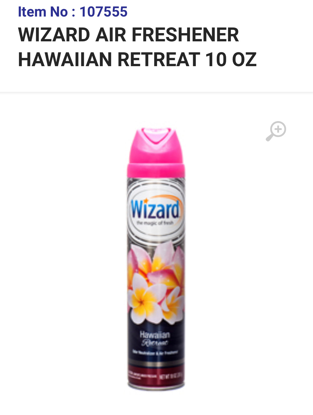 107555 WIZARD AIR FRESHENER HAWAIIAN RETREAT 10 OZ (12/PK)