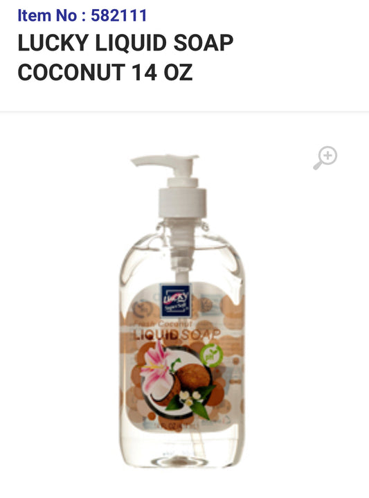 582111 LUCKY LIQUID SOAP COCONUT 14 OZ (12/PK)