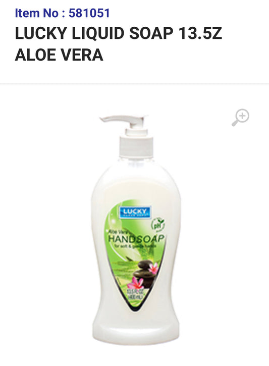581051 LUCKY LIQUID SOAP 13.5Z ALOE VERA (12/PK)
