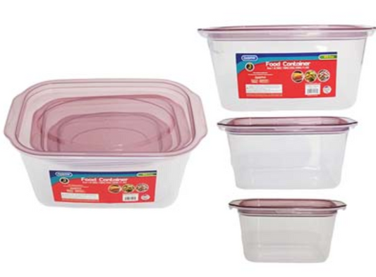 54005 3PC FOOD CONTAINERS RECT 3ASST CLR (48pcs)