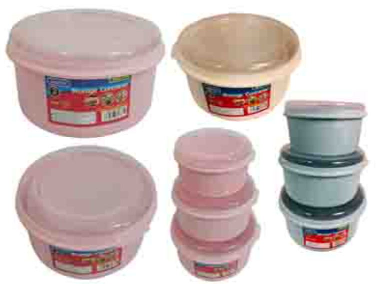 88233A 3PC FOOD CONTAINERS ROUND CONTAINER; 4ASST CLR (48pcs)