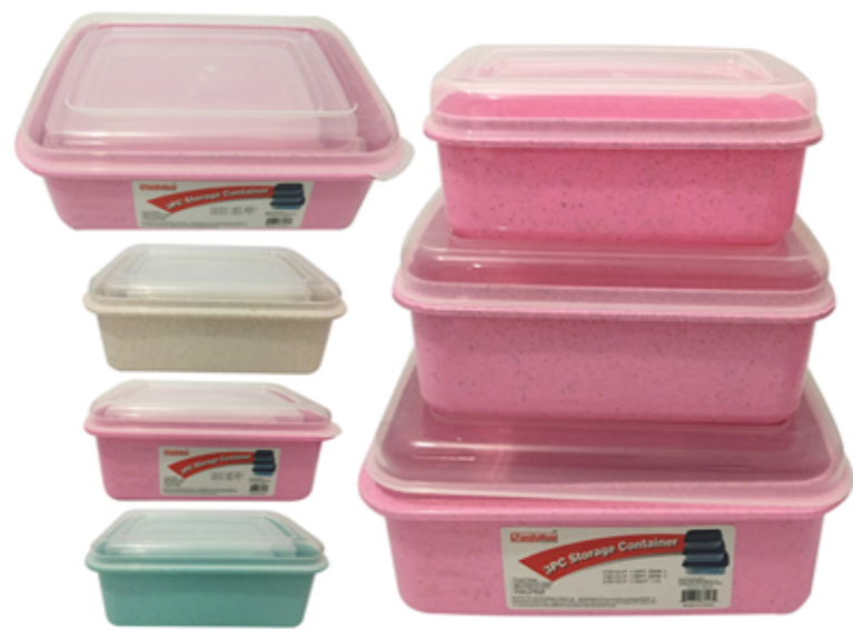 88247D 3PC FOOD CONTAINERS RECT CONT.BLUE (48pcs)