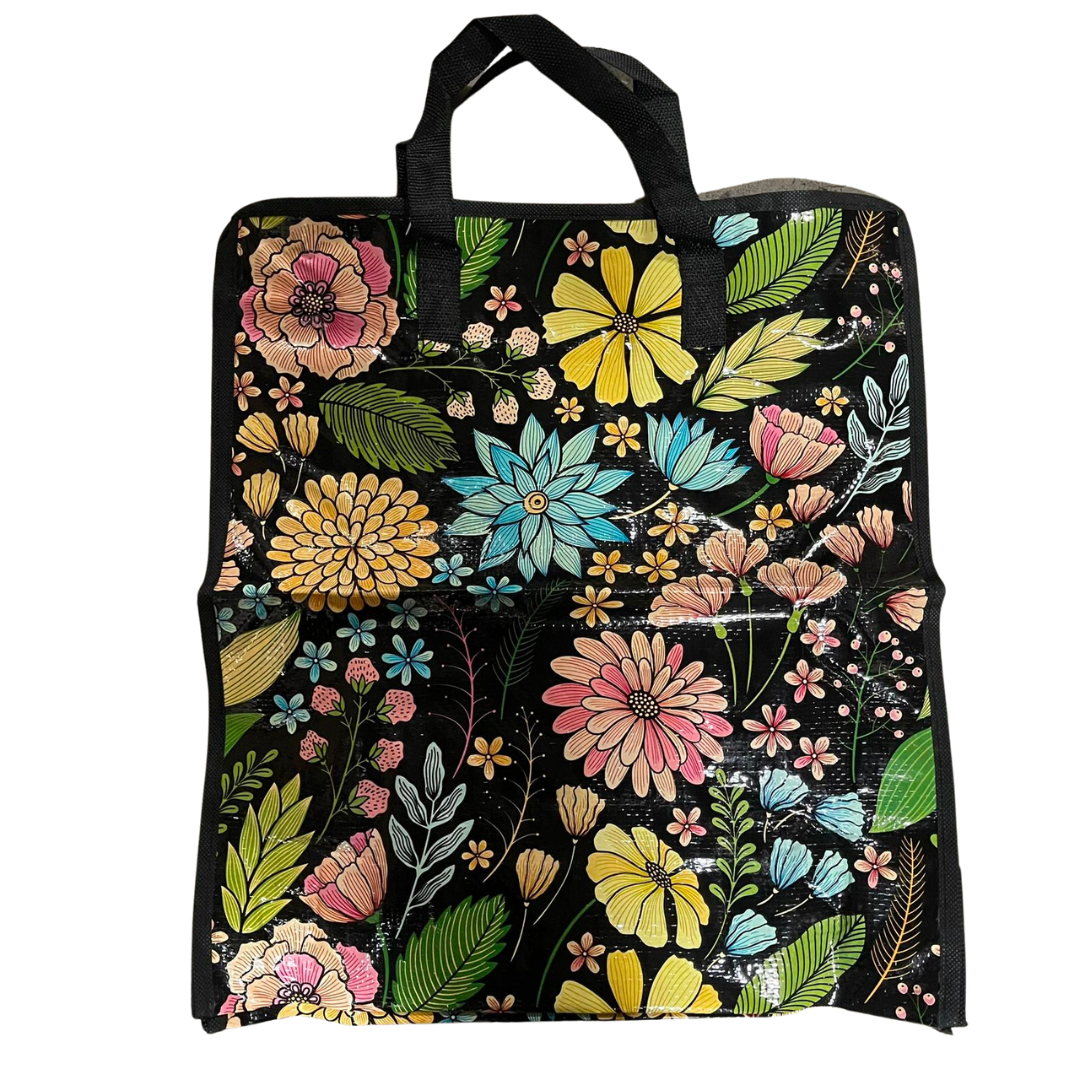 40451805   18X16X7" FLOWER PRINTED PP WOVEN BAG (12pcs)