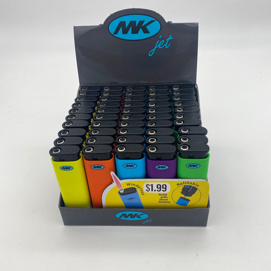 MK Jet Assorted Colors Rubber Blast Finish Windproof Refillable Lighter (10pkg/cs)(500pcs/cs)