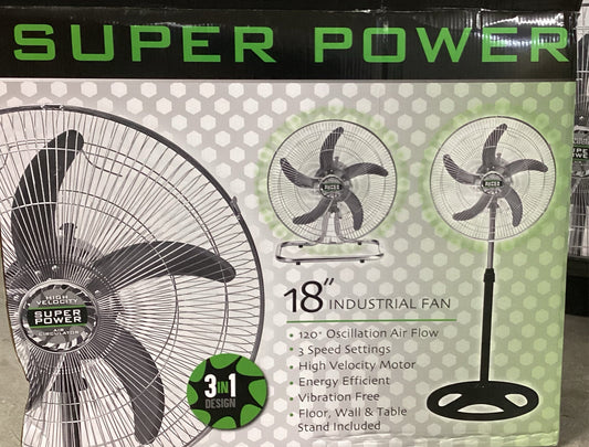 Super Power Fan  18” 3 in 1 Design ("2sets" in a case)(pallet40pcs)
