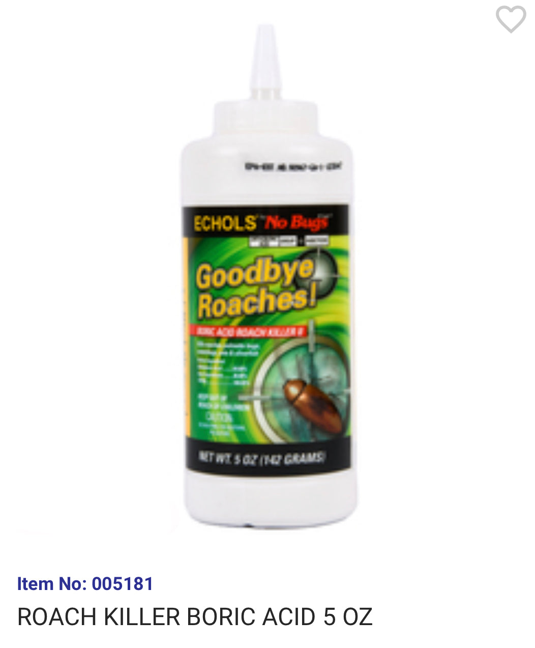 005181 ROACH KILLER BORIC ACID 5 OZ